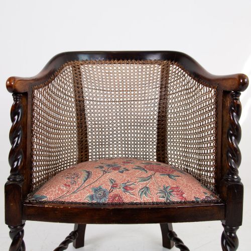 ATTRACTIVE CANE ARMCHAIR NEW SEAT C1920 - ADDITIONAL PHOTO 3
