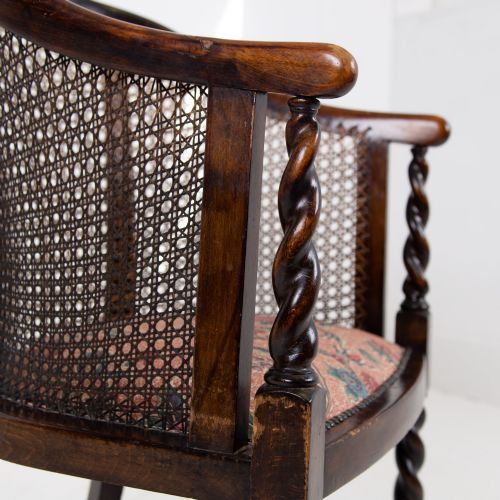 ATTRACTIVE CANE ARMCHAIR NEW SEAT C1920 - ADDITIONAL PHOTO 4