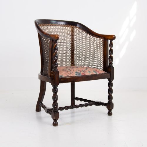 ATTRACTIVE CANE ARMCHAIR NEW SEAT C1920 - ADDITIONAL PHOTO 5