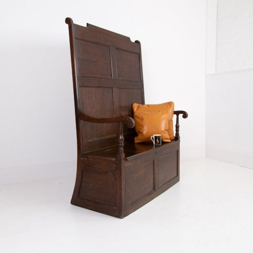 ATTRACTIVE ANTIQUE 19TH CENTURY PERIOD OAK BOX SETTLE - ADDITIONAL PHOTO 2