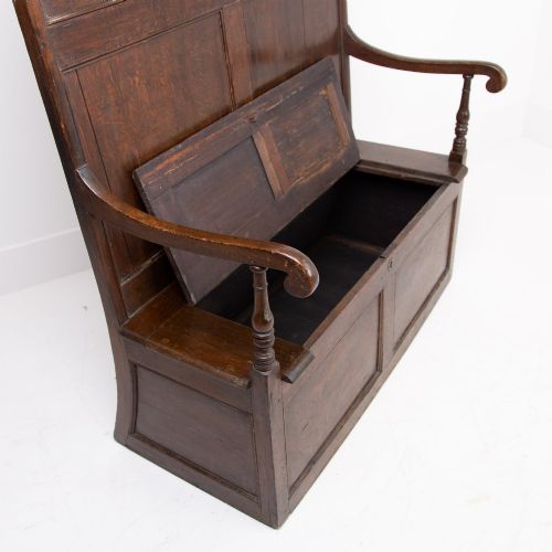 ATTRACTIVE ANTIQUE 19TH CENTURY PERIOD OAK BOX SETTLE - ADDITIONAL PHOTO 3