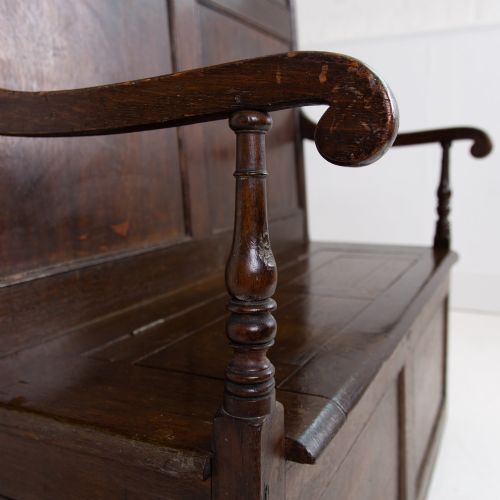 ATTRACTIVE ANTIQUE 19TH CENTURY PERIOD OAK BOX SETTLE - ADDITIONAL PHOTO 5