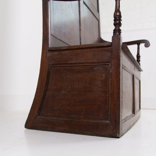ATTRACTIVE ANTIQUE 19TH CENTURY PERIOD OAK BOX SETTLE - ADDITIONAL PHOTO 6