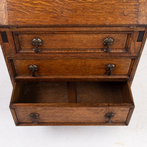 DELIGHTFUL SMALL GLAZED OAK BOOKCASE BUREAU WITH DRAWERS C1920 - ADDITIONAL PHOTO 12