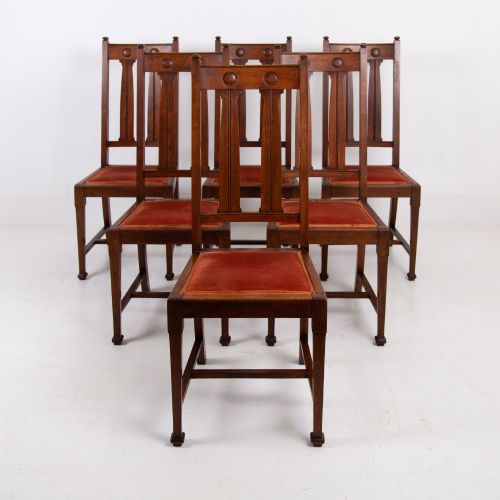 SET OF 6 SCOTTISH ARTS CRAFTS DINING CHAIRS C1910