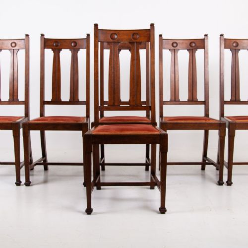 SET OF 6 SCOTTISH ARTS CRAFTS DINING CHAIRS C1910 - ADDITIONAL PHOTO 2