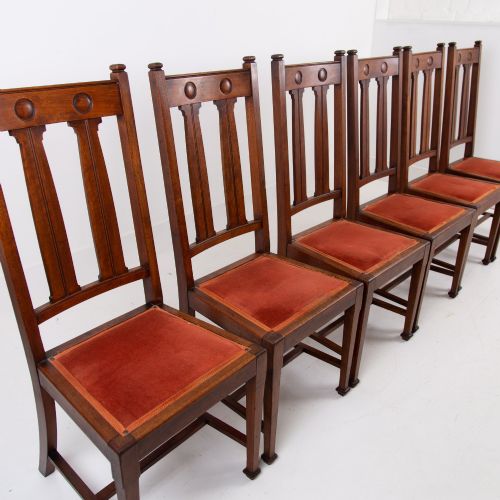 SET OF 6 SCOTTISH ARTS CRAFTS DINING CHAIRS C1910 - ADDITIONAL PHOTO 3