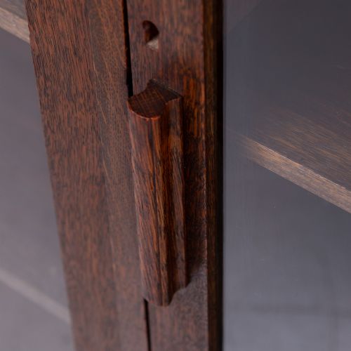 LARGE OAK GLAZED SCHOOL COLLEGE CABINET BOOKCASE C1930 - ADDITIONAL PHOTO 5