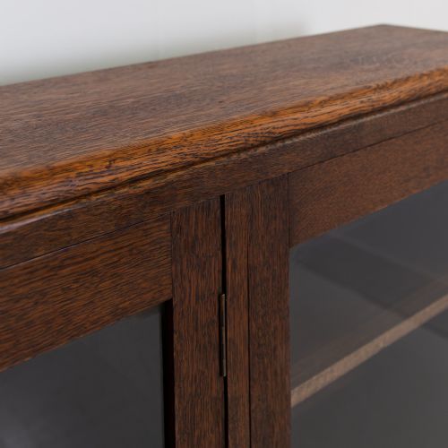 LARGE OAK GLAZED SCHOOL COLLEGE CABINET BOOKCASE C1930 - ADDITIONAL PHOTO 9