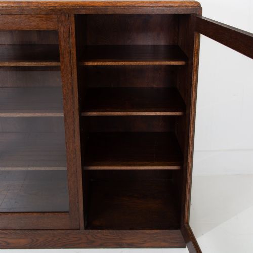 LARGE OAK GLAZED SCHOOL COLLEGE CABINET BOOKCASE C1930 - ADDITIONAL PHOTO 12