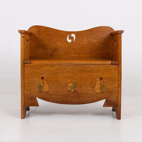 ARTS AND CRAFTS OAK BOX SETTLE FOR LIBERTY C1910 - ADDITIONAL PHOTO 5