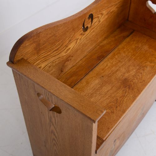 ARTS AND CRAFTS OAK BOX SETTLE FOR LIBERTY C1910 - ADDITIONAL PHOTO 10