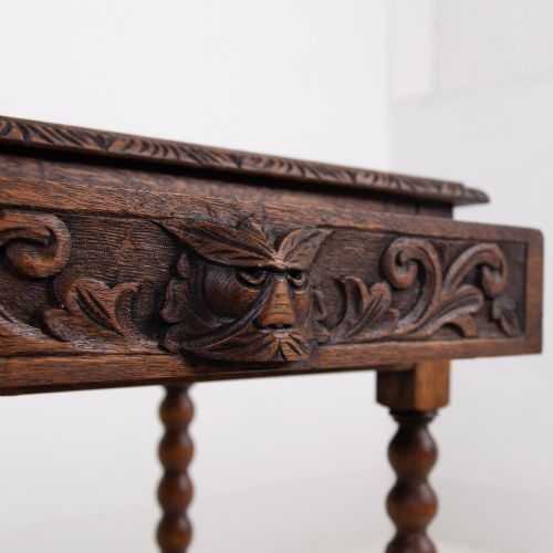VICTORIAN BOBBIN LEGGED OAK GREENMAN SINGLE DRAWER SIDE TABLE C1900 - ADDITIONAL PHOTO 3