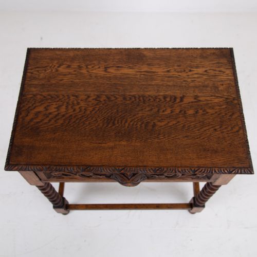 VICTORIAN BOBBIN LEGGED OAK GREENMAN SINGLE DRAWER SIDE TABLE C1900 - ADDITIONAL PHOTO 8