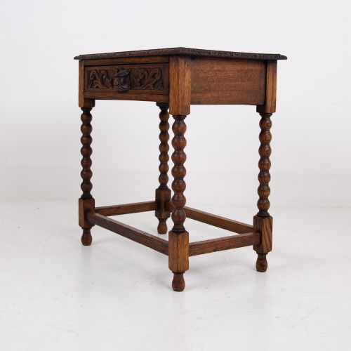 VICTORIAN BOBBIN LEGGED OAK GREENMAN SINGLE DRAWER SIDE TABLE C1900 - ADDITIONAL PHOTO 9