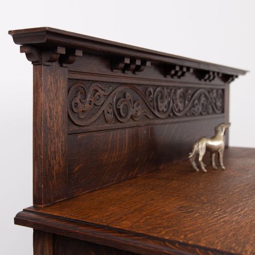 CHARMINGLY ATTRACTIVE OAK 2 DRAWER CONSOLE HALL TABLE C1920 - ADDITIONAL PHOTO 5