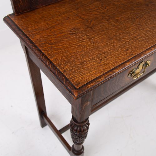 CHARMINGLY ATTRACTIVE OAK 2 DRAWER CONSOLE HALL TABLE C1920 - ADDITIONAL PHOTO 11