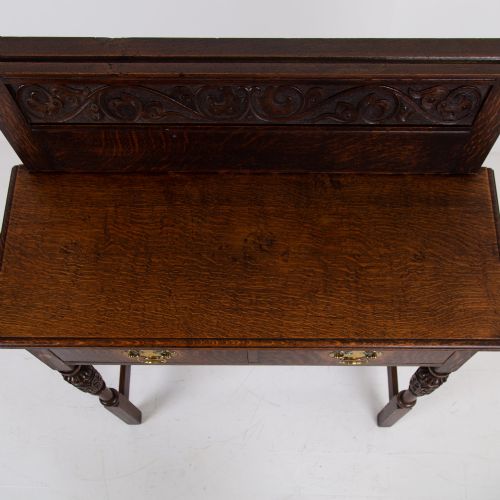 CHARMINGLY ATTRACTIVE OAK 2 DRAWER CONSOLE HALL TABLE C1920 - ADDITIONAL PHOTO 12