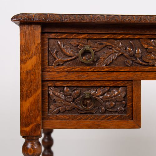 LOVELY ANTIQUE DECORATIVE OAK 3 DRAWER DESK C1900 - ADDITIONAL PHOTO 1