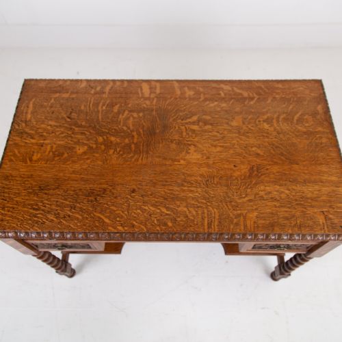 LOVELY ANTIQUE DECORATIVE OAK 3 DRAWER DESK C1900 - ADDITIONAL PHOTO 9