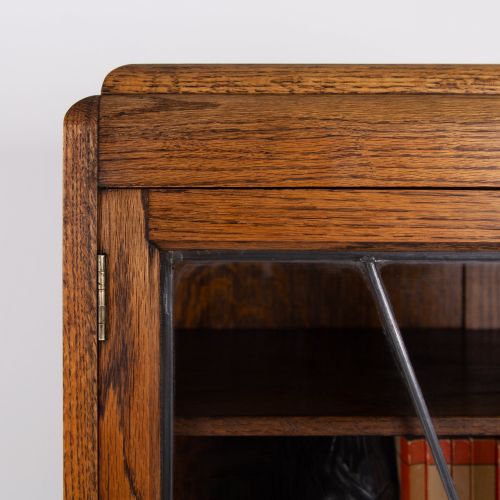 ART DECO OAK GLAZED CABINET BOOKCASE 1930S - ADDITIONAL PHOTO 5