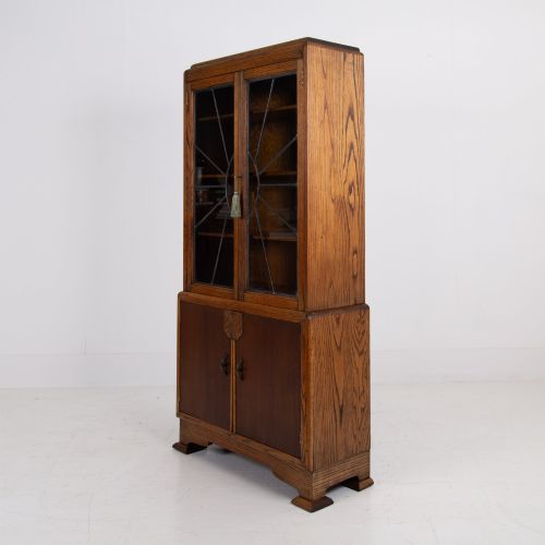ART DECO OAK GLAZED CABINET BOOKCASE 1930S - ADDITIONAL PHOTO 6