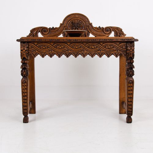 VICTORIAN OAK DECORATIVE CONSOLE SIDE TABLE 1900S