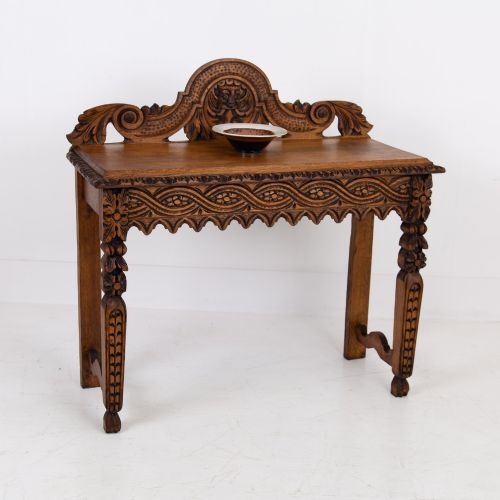 VICTORIAN OAK DECORATIVE CONSOLE SIDE TABLE 1900S - ADDITIONAL PHOTO 1