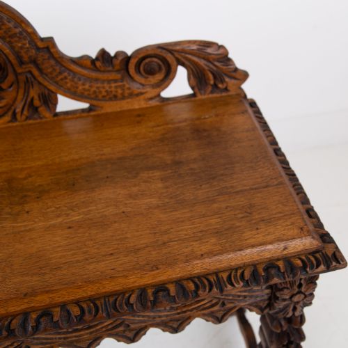 VICTORIAN OAK DECORATIVE CONSOLE SIDE TABLE 1900S - ADDITIONAL PHOTO 9