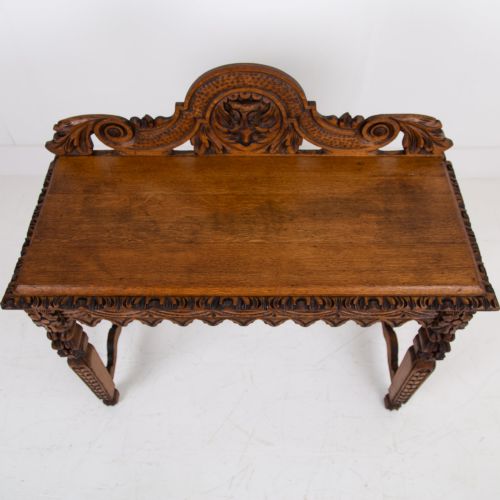 VICTORIAN OAK DECORATIVE CONSOLE SIDE TABLE 1900S - ADDITIONAL PHOTO 10