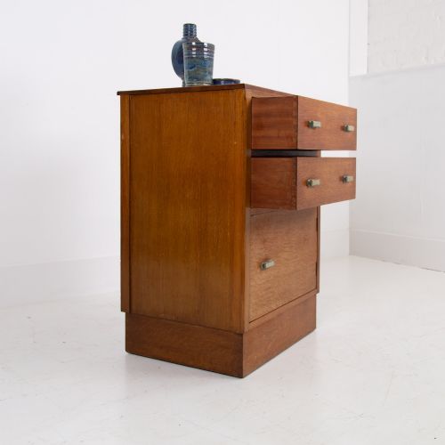 OAK ART DECO MODERNIST 2 DRAWER CABINET BY GOMME 1930S - ADDITIONAL PHOTO 2