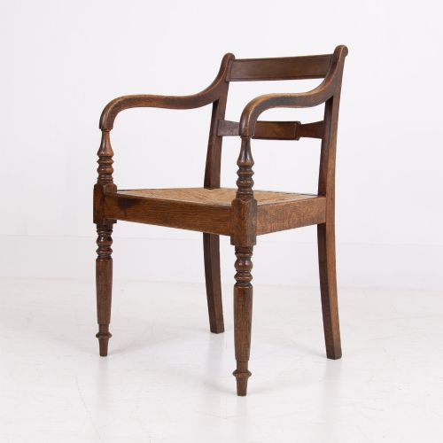 fig 2. Pair Georgian Oak Country Elbow Chairs 1820s