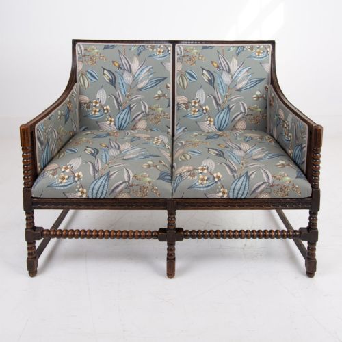 fig 1. Oak Bobbin Framed 2 Seater Sofa 1900s