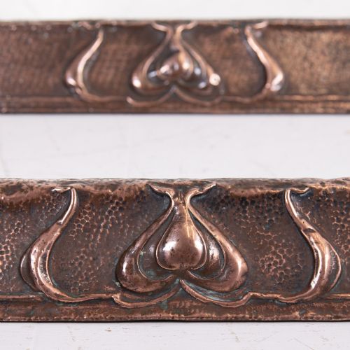 fig 1. Pair of Arts and Crafts Hammered Copper Fire Fenders 1900s