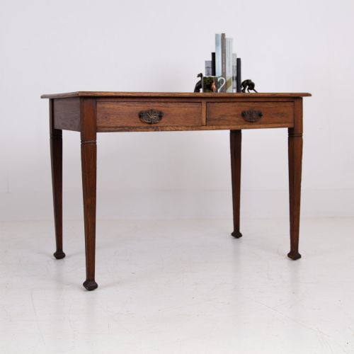 Attractive English Oak 2 Drawer Desk 1920s