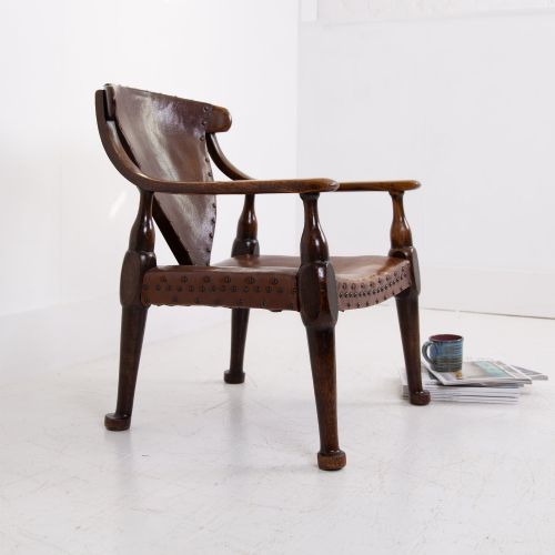Unusual Oak Arts and Crafts Armchair