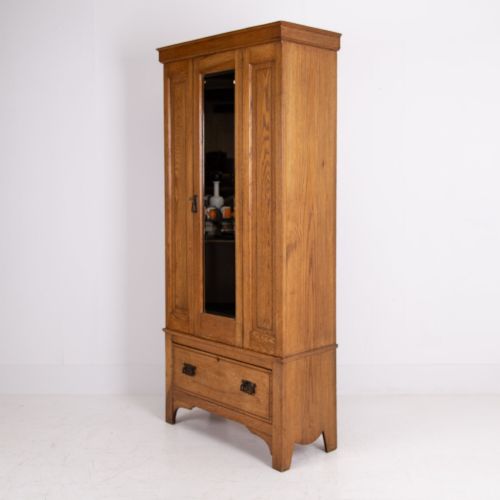 Attractive Single Mirrored Oak Wardrobe 1910