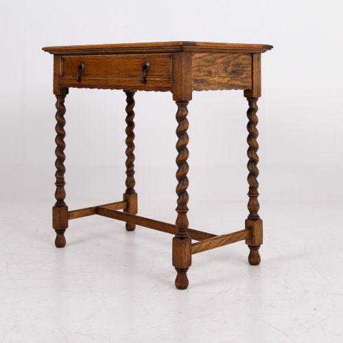 English Oak Desk Side Table 1910