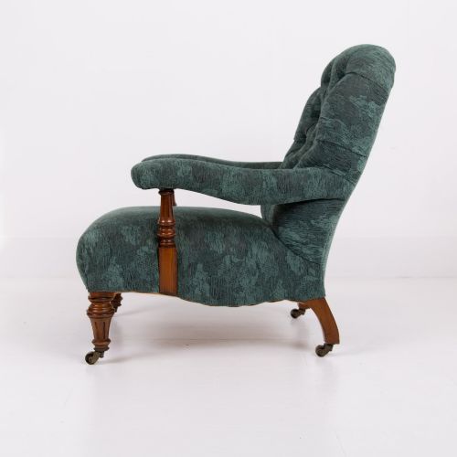 Antique Walnut Open Library Armchair 1870