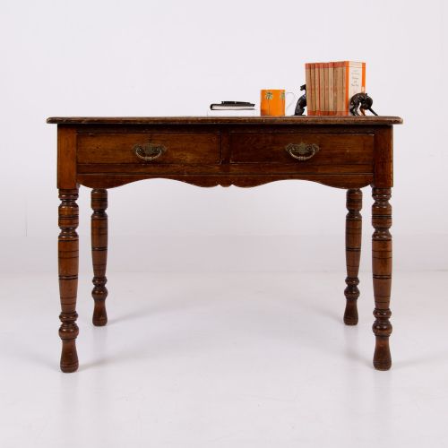 Attractive 2 Drawer Walnut Desk with Leather Top C1900