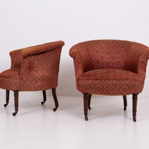 Delightful Pair of Antique Tub Chairs for Re-upholstery C1870