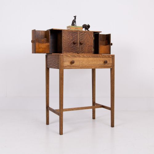 Delightful Oak Single Drawer Side Table Desk 1930s