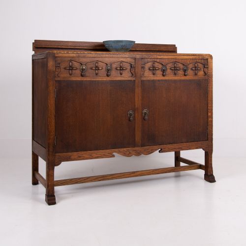 Attractive Oak 2 Drawer Sideboard Cabinet 1930s