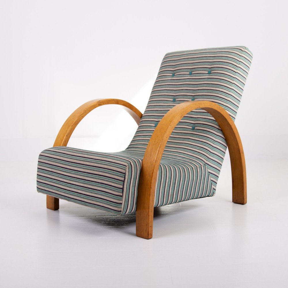 Heals Art Deco Oak Armchair C1930 View V