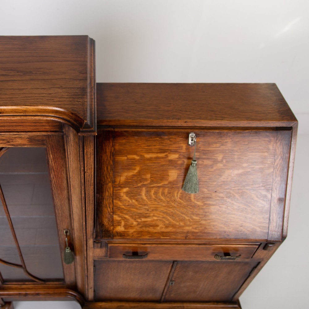 A Most Handsome Art Deco Oak Bureau Bookcase C1930 View III