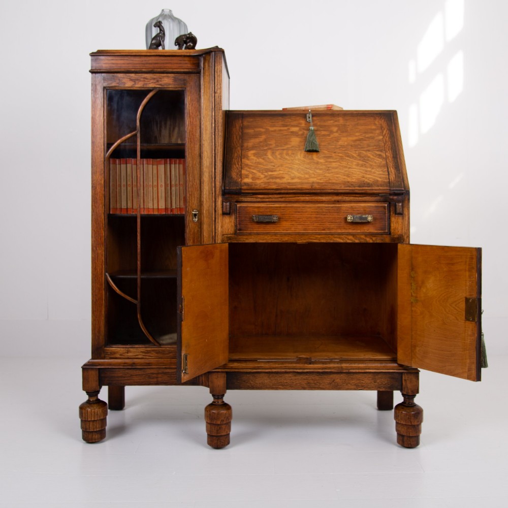 A Most Handsome Art Deco Oak Bureau Bookcase C1930 View IV