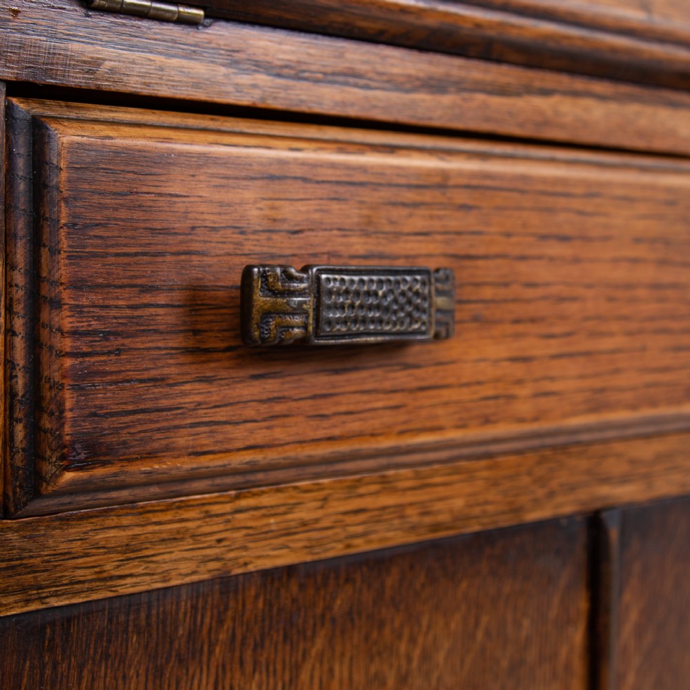 A Most Handsome Art Deco Oak Bureau Bookcase C1930 View VII