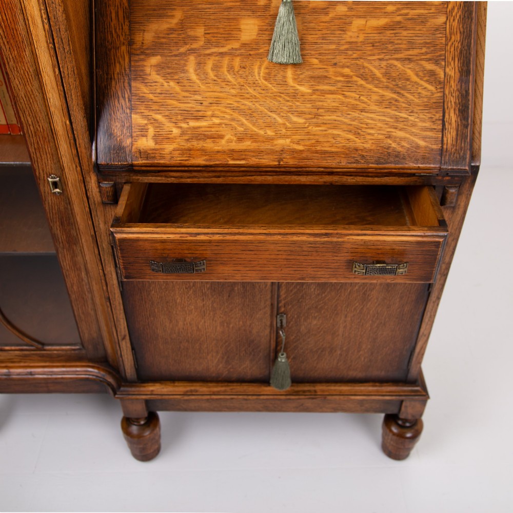 A Most Handsome Art Deco Oak Bureau Bookcase C1930 View VIII