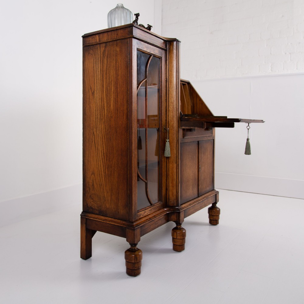 A Most Handsome Art Deco Oak Bureau Bookcase C1930 View IX