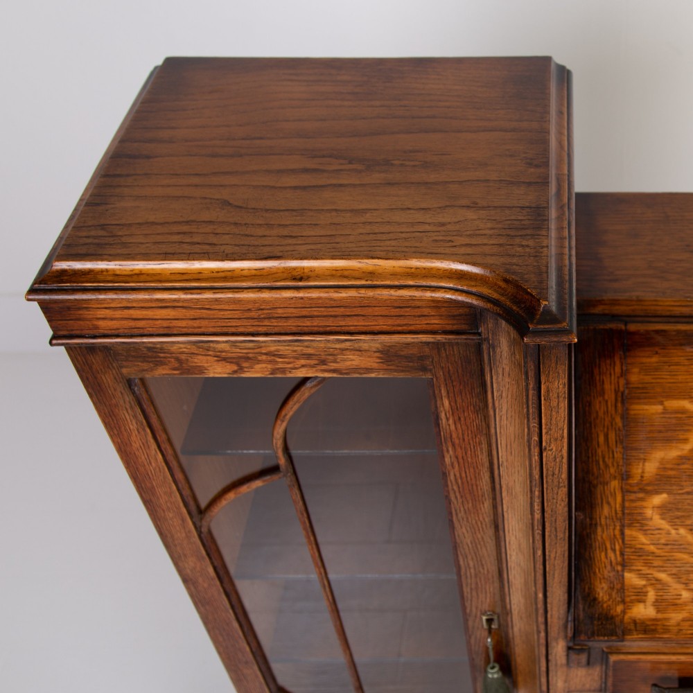 A Most Handsome Art Deco Oak Bureau Bookcase C1930 View XII